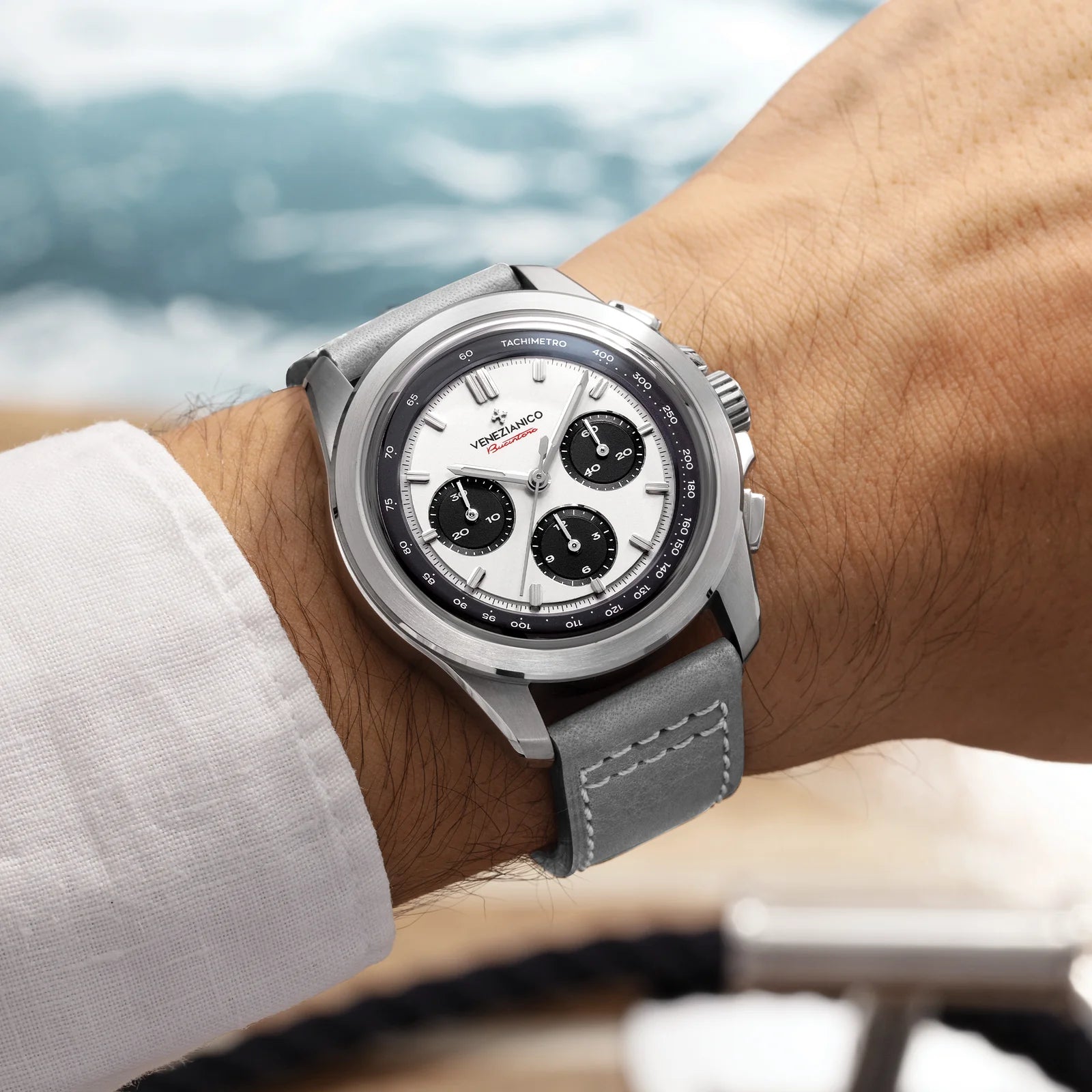 dial venezianico chronograph bucintoro white and black worn on wrist