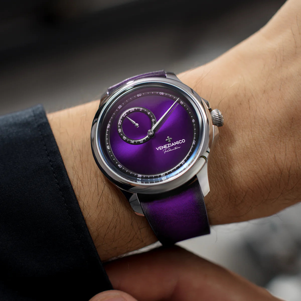 redentore enigma purple worn on wrist