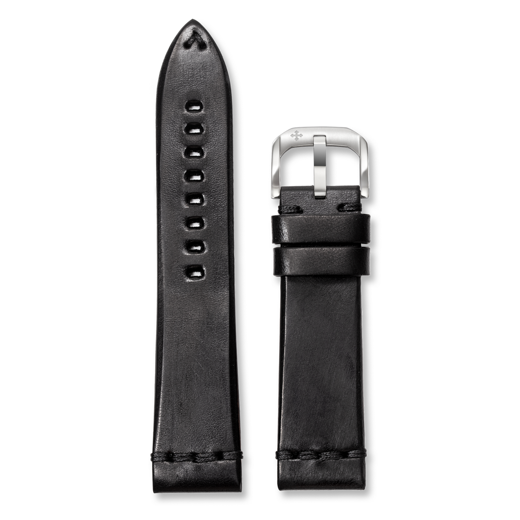 Cinturino in Pelle Nera anticata (22mm)