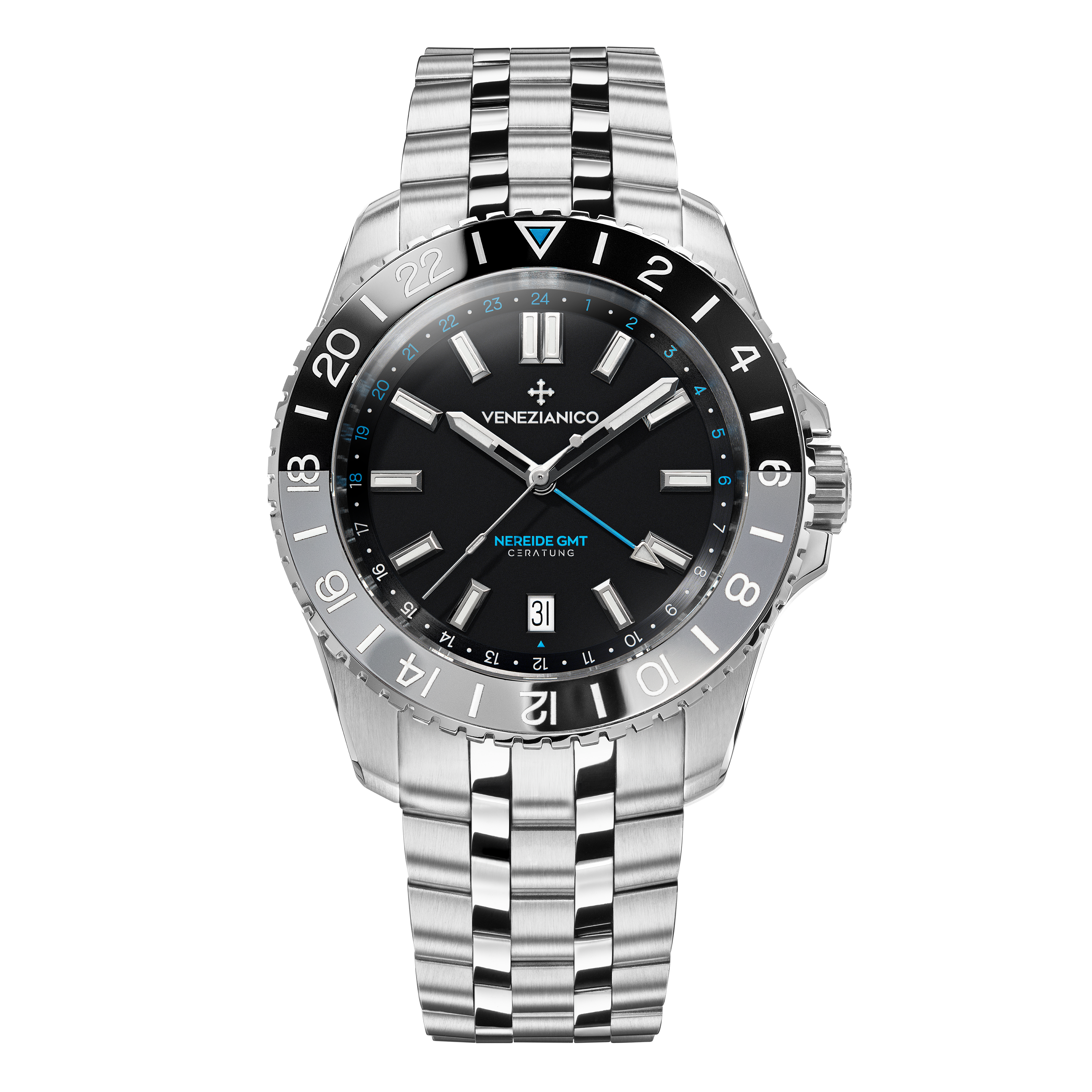 ヴェネチアニコ GMTダイバー時計 サファイアクリスタル製ベゼル Nereide GMT Ceratung™ 4521500S | Venezianico